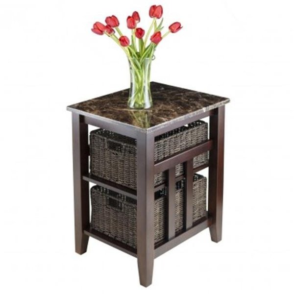 Winsome Winsome 76320 Zoey Side Table Faux Marble Top with 2 Baskets 76320